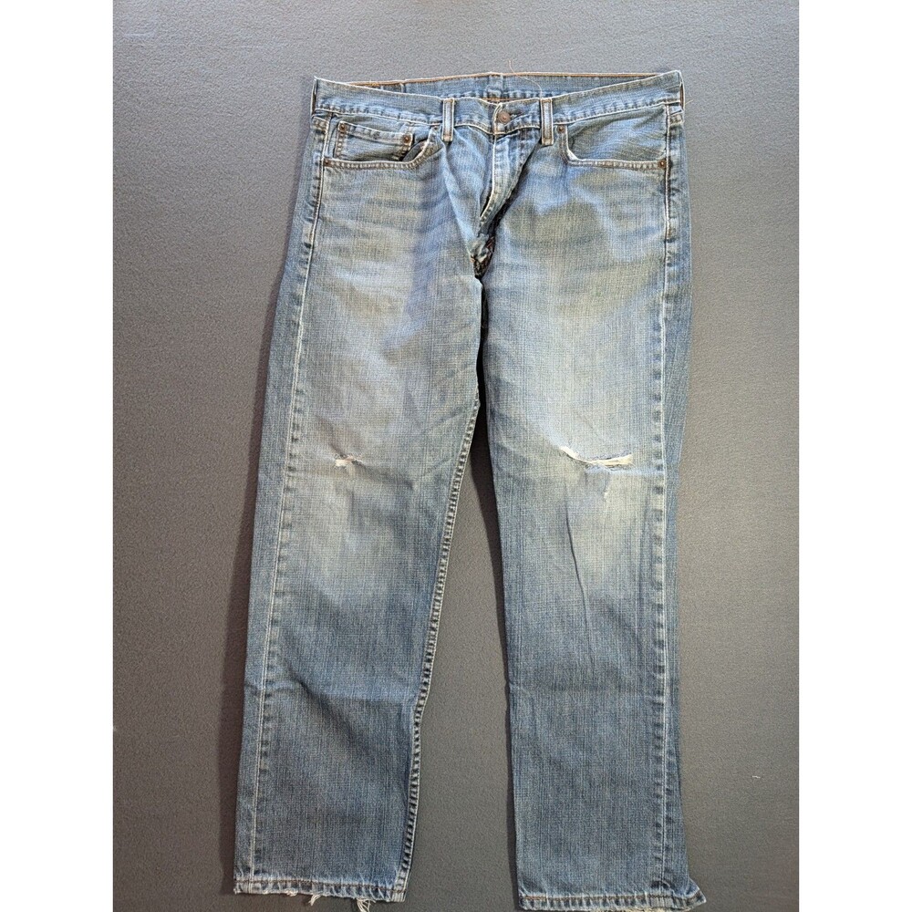 Levi's 505 Men's Jeans 36x30 Straight Leg Distressed Faded Medium Wash Denim